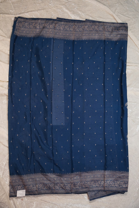 PURE CHINON NAVY BLUE SAREE
