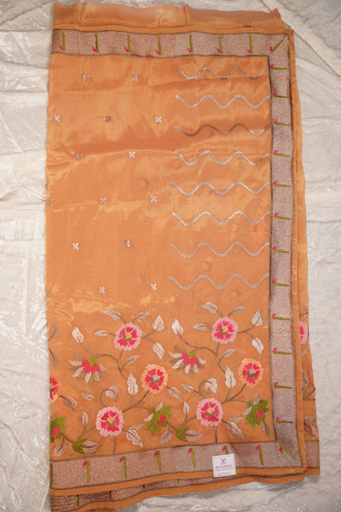 ORGANZA TISSUE ORANGE SAREE