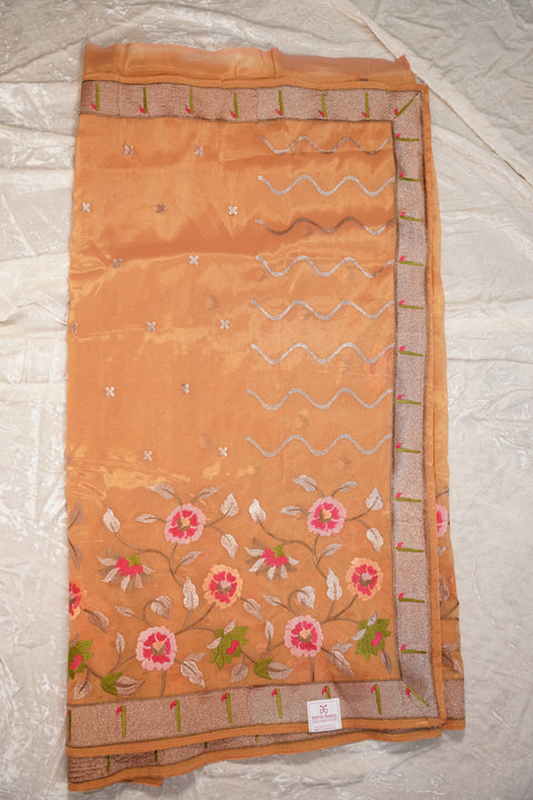 ORGANZA TISSUE ORANGE SAREE