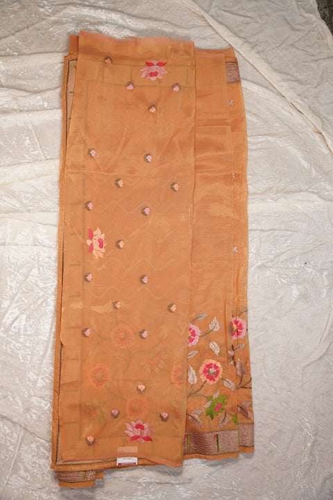 ORGANZA TISSUE ORANGE SAREE