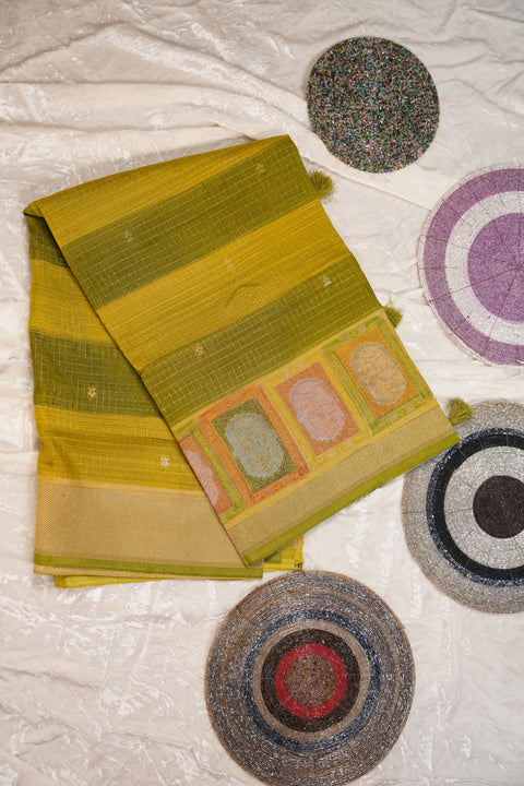 FANCY KANCHI SOFT SILK YELLOW SAREE