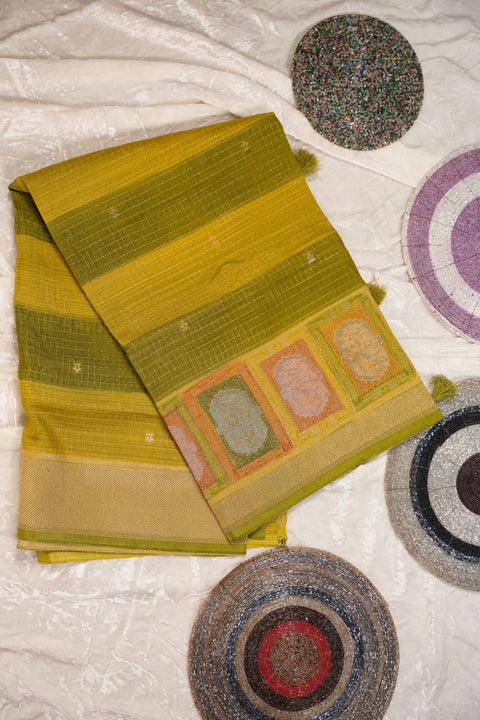 FANCY KANCHI SOFT SILK YELLOW SAREE