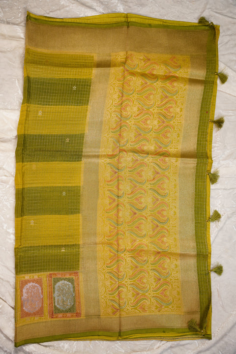 FANCY KANCHI SOFT SILK YELLOW SAREE