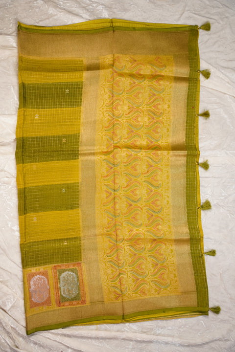 FANCY KANCHI SOFT SILK YELLOW SAREE
