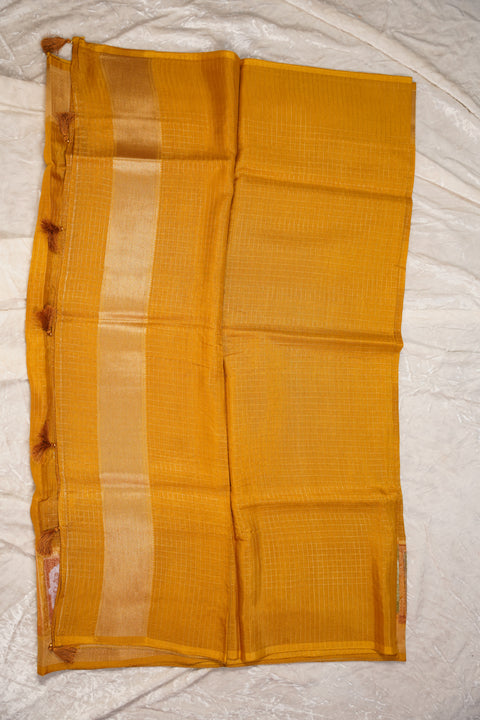 FANCY KANCHI SOFT SILK MUSTARD ORANGE SAREE