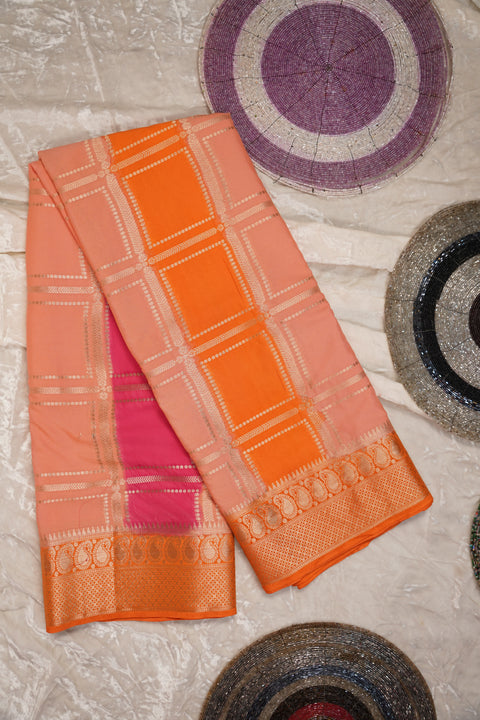 MYSORE SILK PEACH ORANGE SAREE