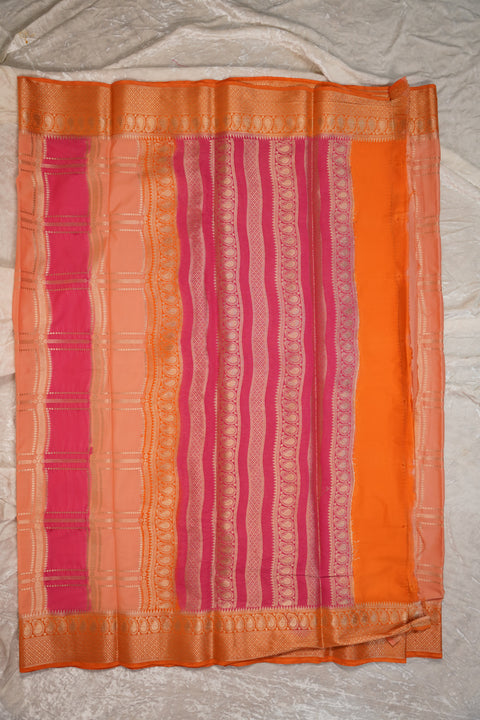 MYSORE SILK PEACH ORANGE SAREE