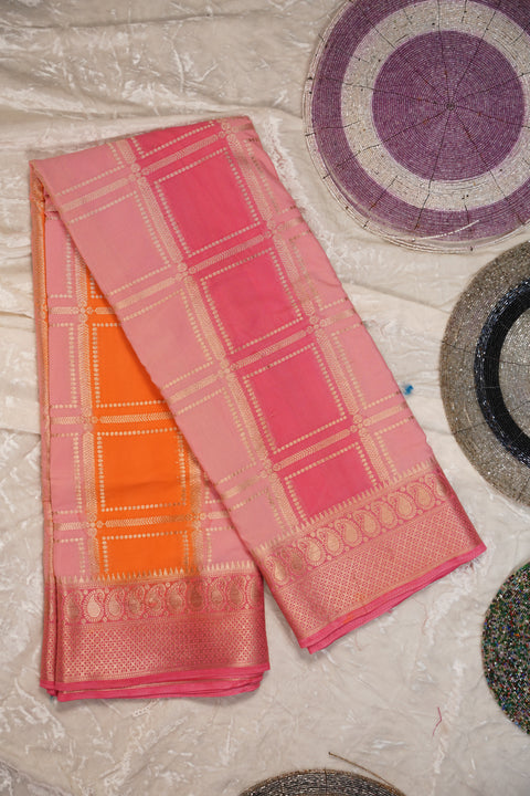 MYSORE SILK PEACH PINK SAREE