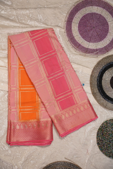 MYSORE SILK PEACH PINK SAREE