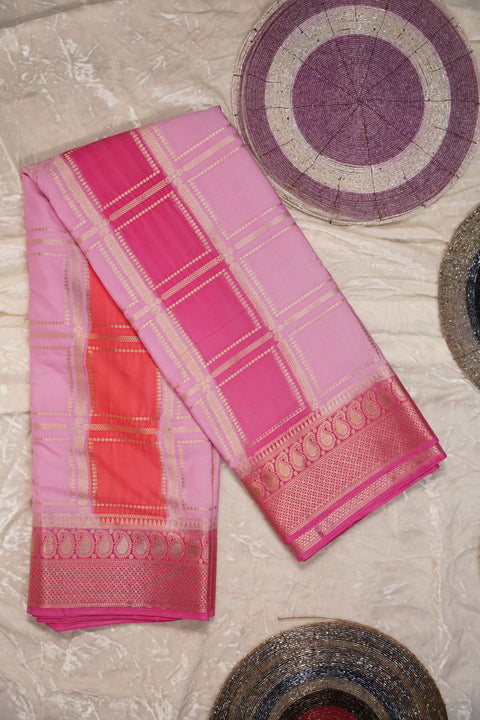 MYSORE SILK PURPLE PINK SAREE