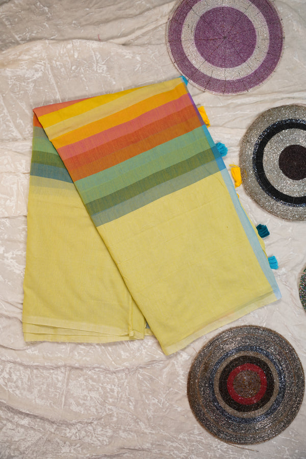 MUL COTTON YELLOW SAREE