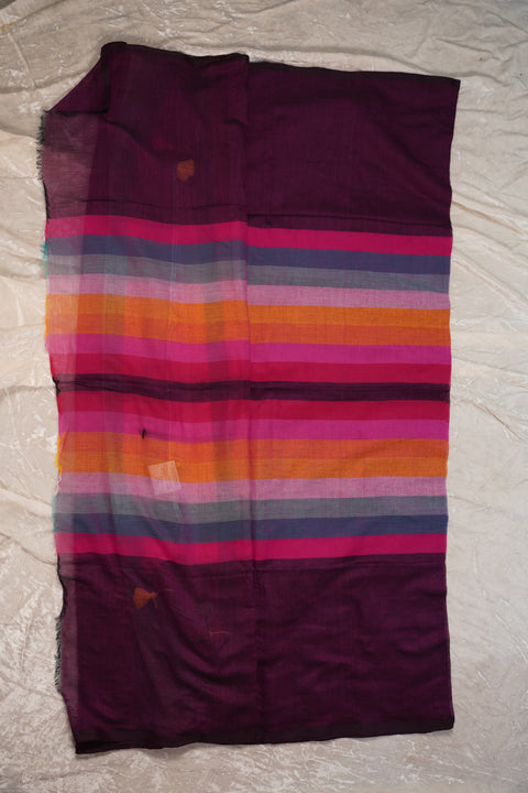 MUL COTTON DARK PURPLE SAREE