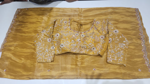 Cocktail Saree Yellow  2
