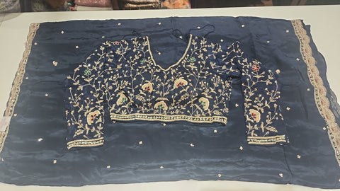 Cocktail Saree  Navy blue