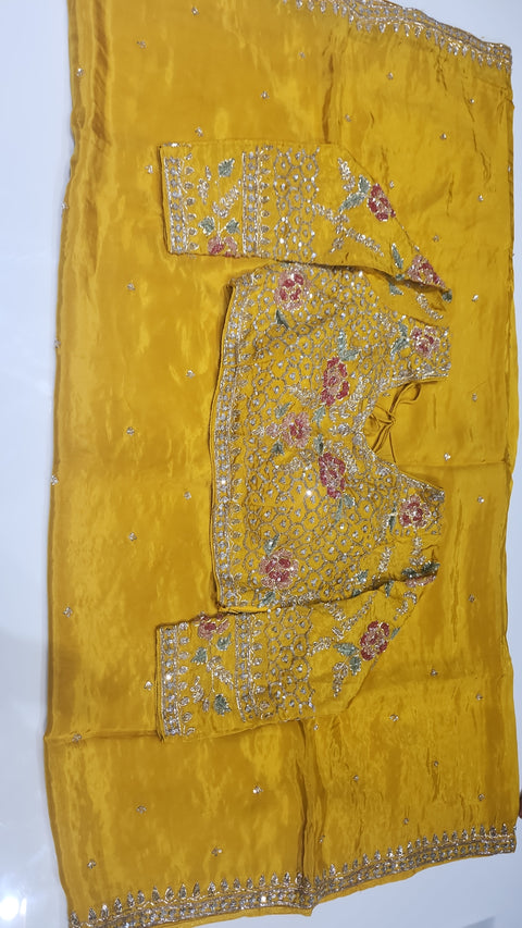 Cocktail Saree Yellow 3