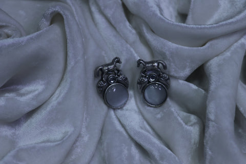 Grey stone horse earrings