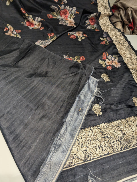 Matka Silk Digital Print With Parsi Work