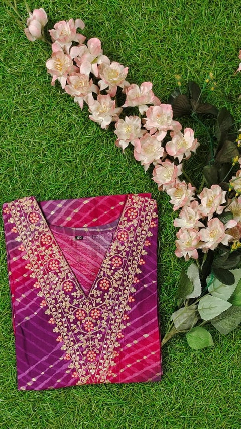 Cotton Printed Kurthi | Pink and Purple