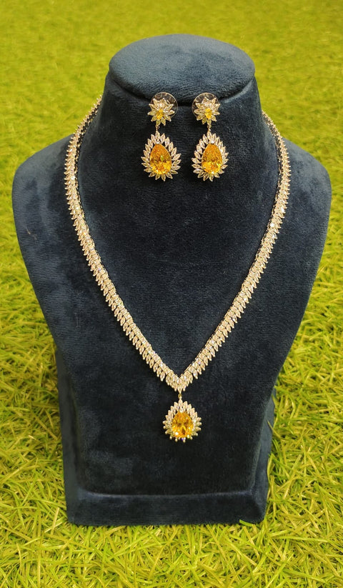 Yellow Ruby Silver Necklace Set