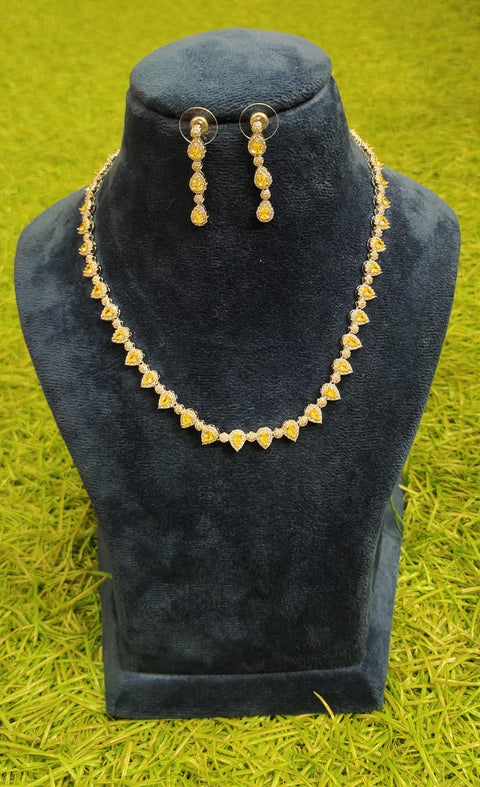 Fine Yellow Stone Silver Necklace