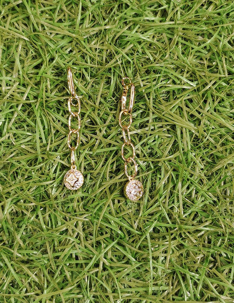 Champagne Sunstone Modern Chain Earrings