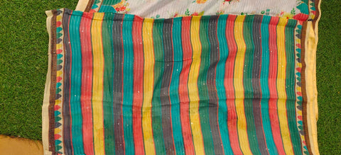 saree - white with multicolors