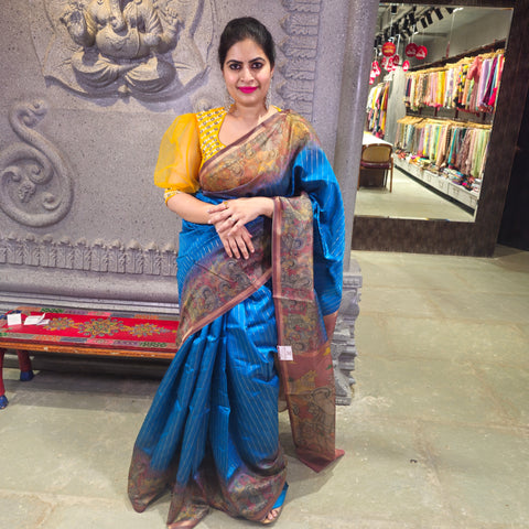 Banarasi sarees with kalamkari border