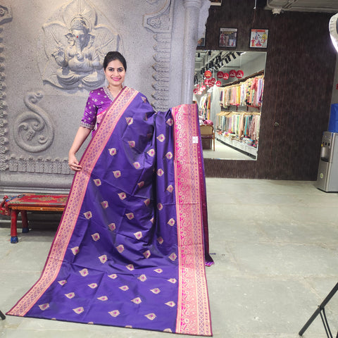 Vintage maroon banarasi saree