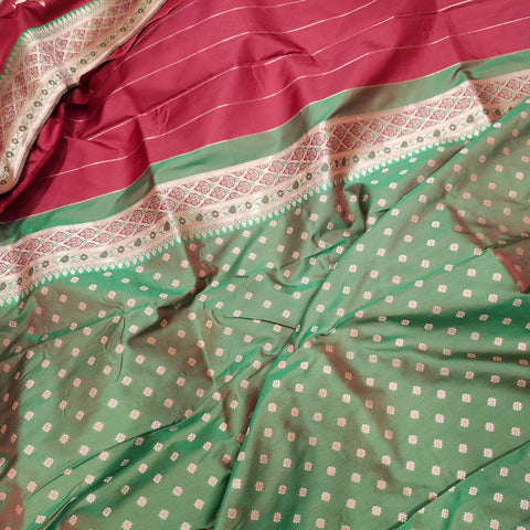 Vintage maroon banarasi saree