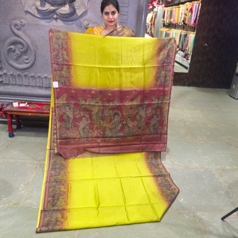 Banarasi sarees with kalamkari border