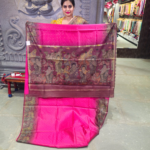 Banarasi sarees with kalamkari border