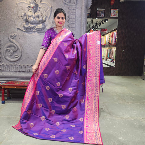 Vintage maroon banarasi saree