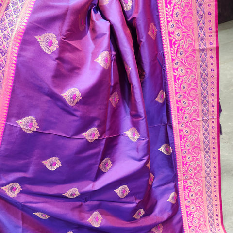 Vintage maroon banarasi saree