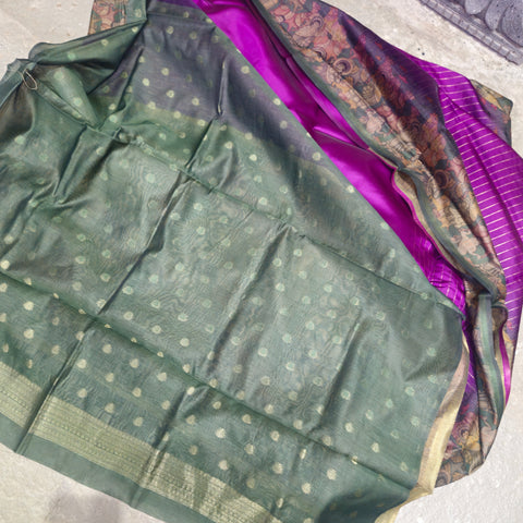 Banarasi sarees with kalamkari border