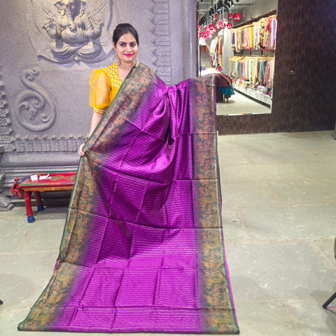 Banarasi sarees with kalamkari border