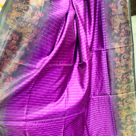 Banarasi sarees with kalamkari border