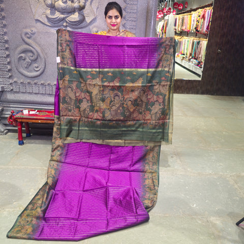 Banarasi sarees with kalamkari border