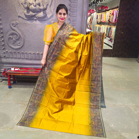 Banarasi sarees with kalamkari border